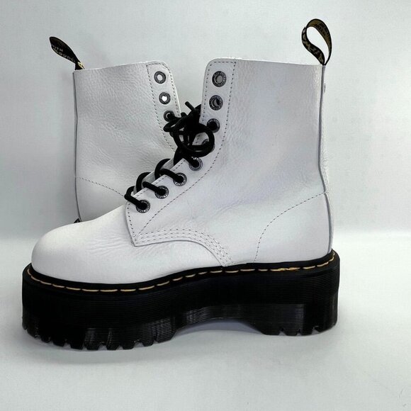 Dr Martens 1460 Pascal Max Optical White Pisa Leather Platform Boots Size US 9 - Picture 9 of 16